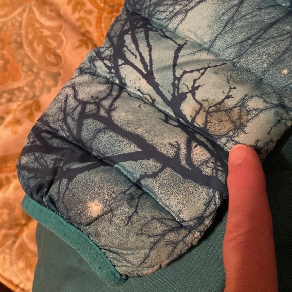 Patagonia Kids Tree Down jacket sky blue turquoise trees excellent size L 10 12 - Picture 6 of 10